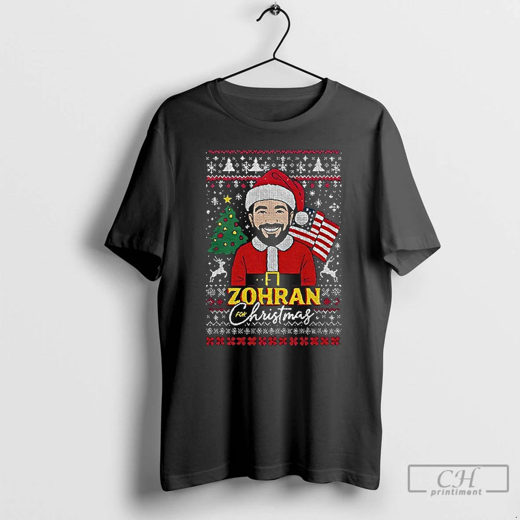 Classic Zohran For Christmas Ugly Funny Mamdani Santa Shirt Hoodie Sweatshirt | PurePodTees.com