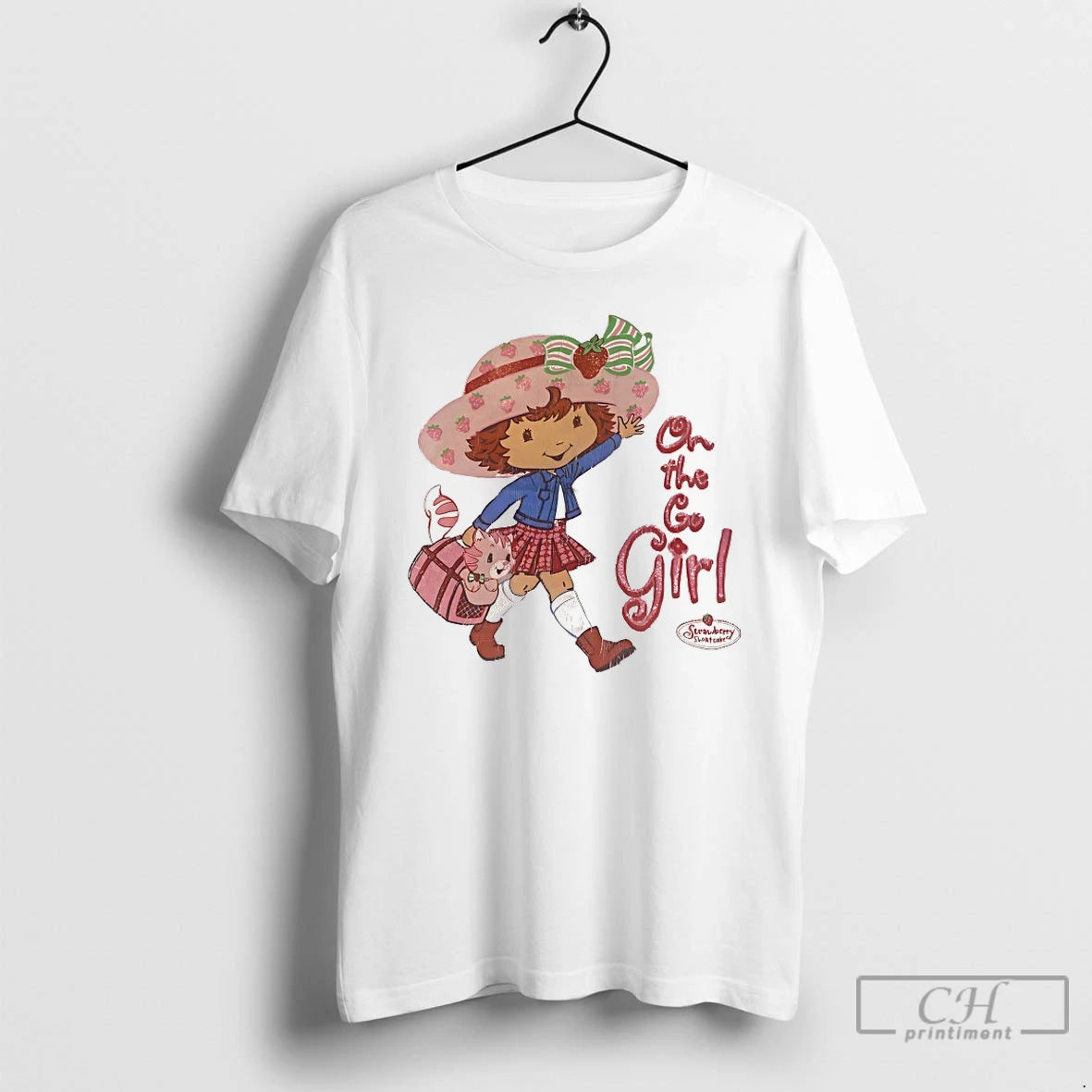 Classic Strawberry Shortcake On The Go Girl T Shirts Hoodie Sweatshirt | PurePodTees.com