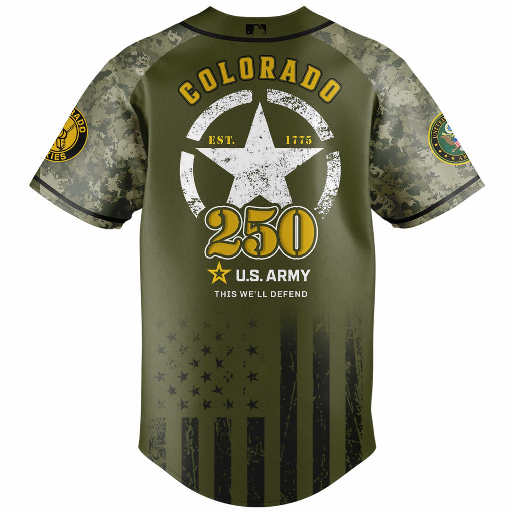 Colorado Rockies MLB 250th anniversary US Army Jersey