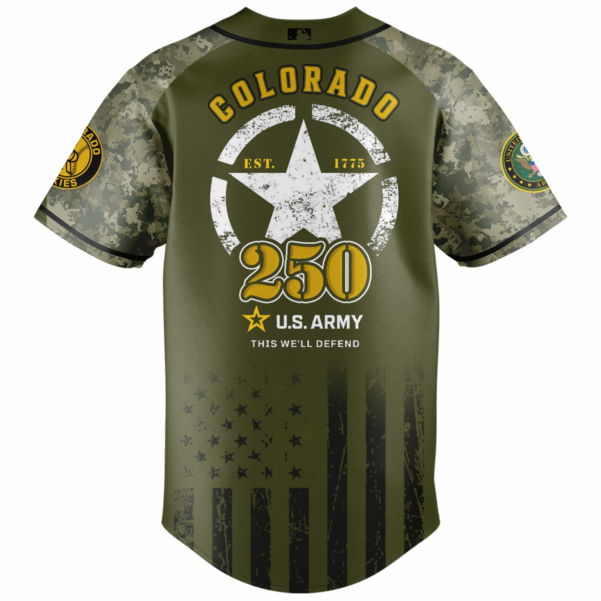 Colorado Rockies MLB 250th anniversary US Army Jersey