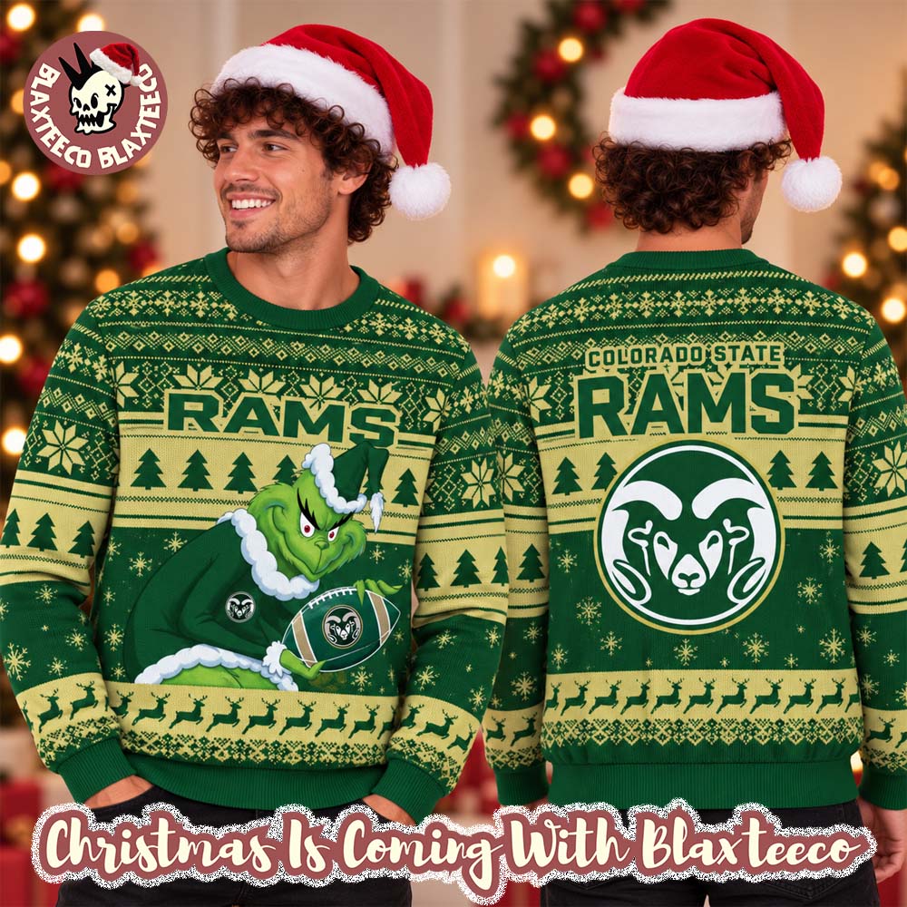 Colorado State Rams NCAA Grinch Stole The Ball Festive 2026 Christmas Ugly Sweater