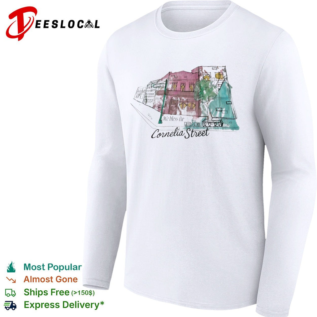 Cornelia Street we bless the rains on building sketch shirt