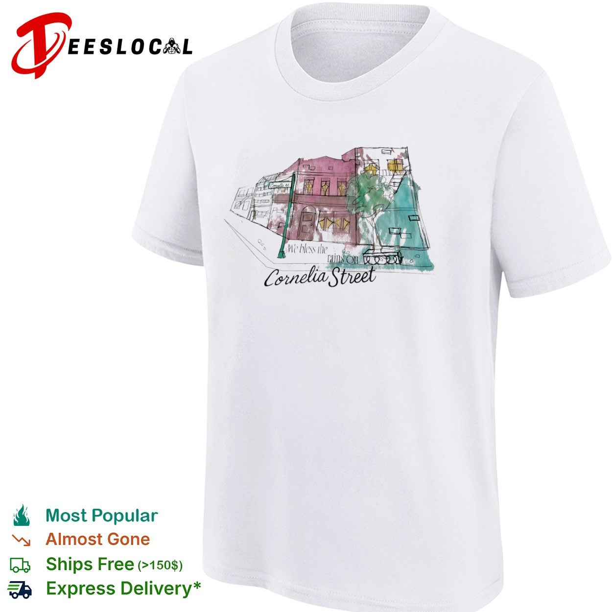 Cornelia Street we bless the rains on building sketch shirt