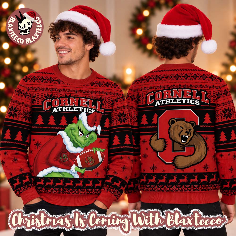 Cornell Big Red NCAA Grinch Stole The Ball Festive 2026 Christmas Ugly Sweater
