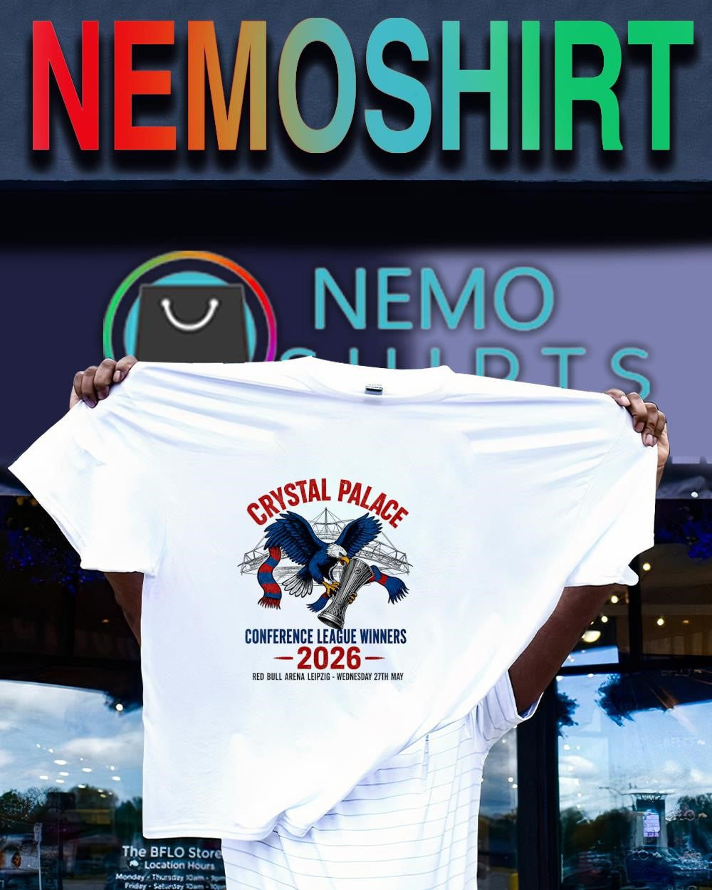 Crystal Palace FC Conference League winners 2026 Red Bull Arena Leipzig shirt