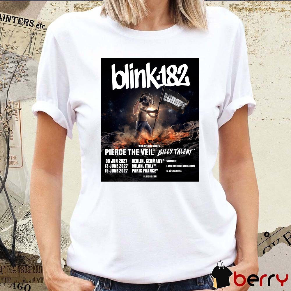 Blink-182 European Tour Dates June 2027 June 8 Berlin, Germany June 13 Milan, Italy Poster t-shirt