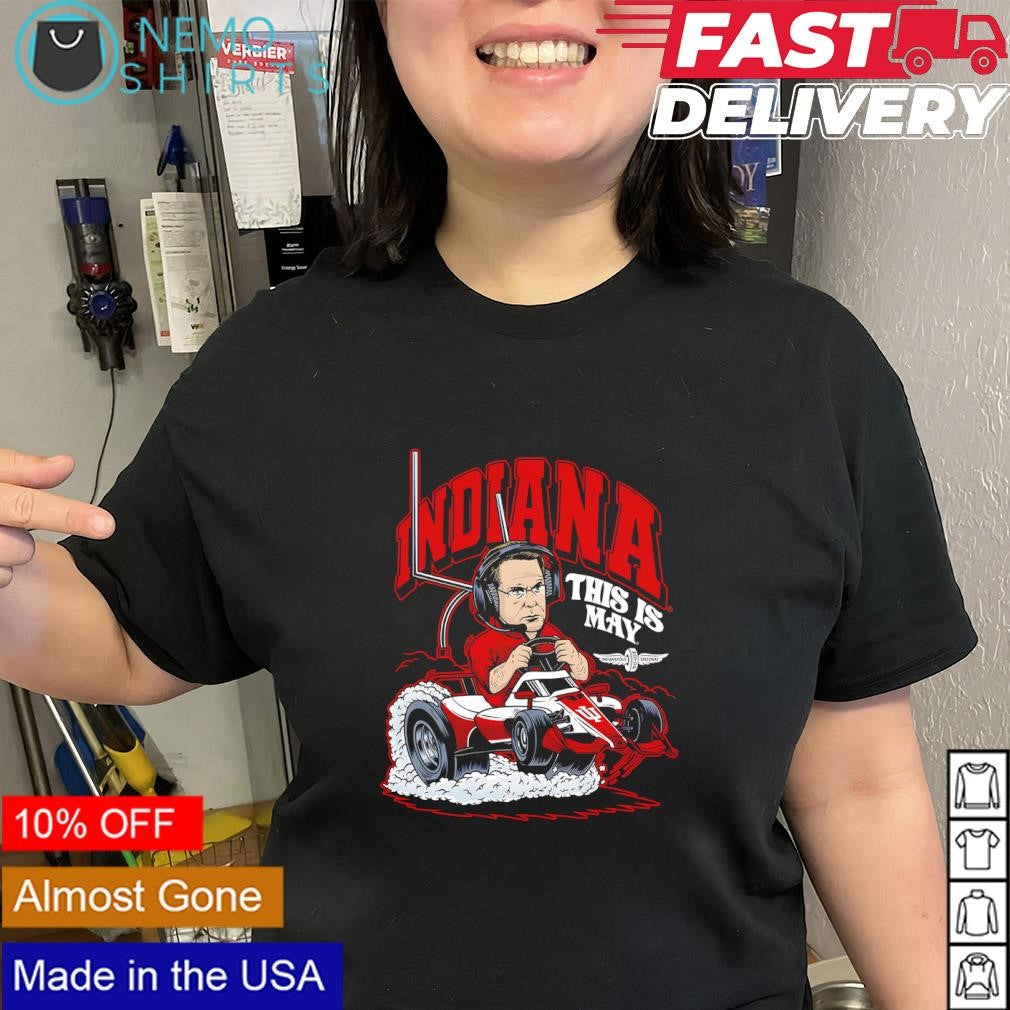 Curt Cignetti driving IndyCar Indiana Hoosiers this is May shirt