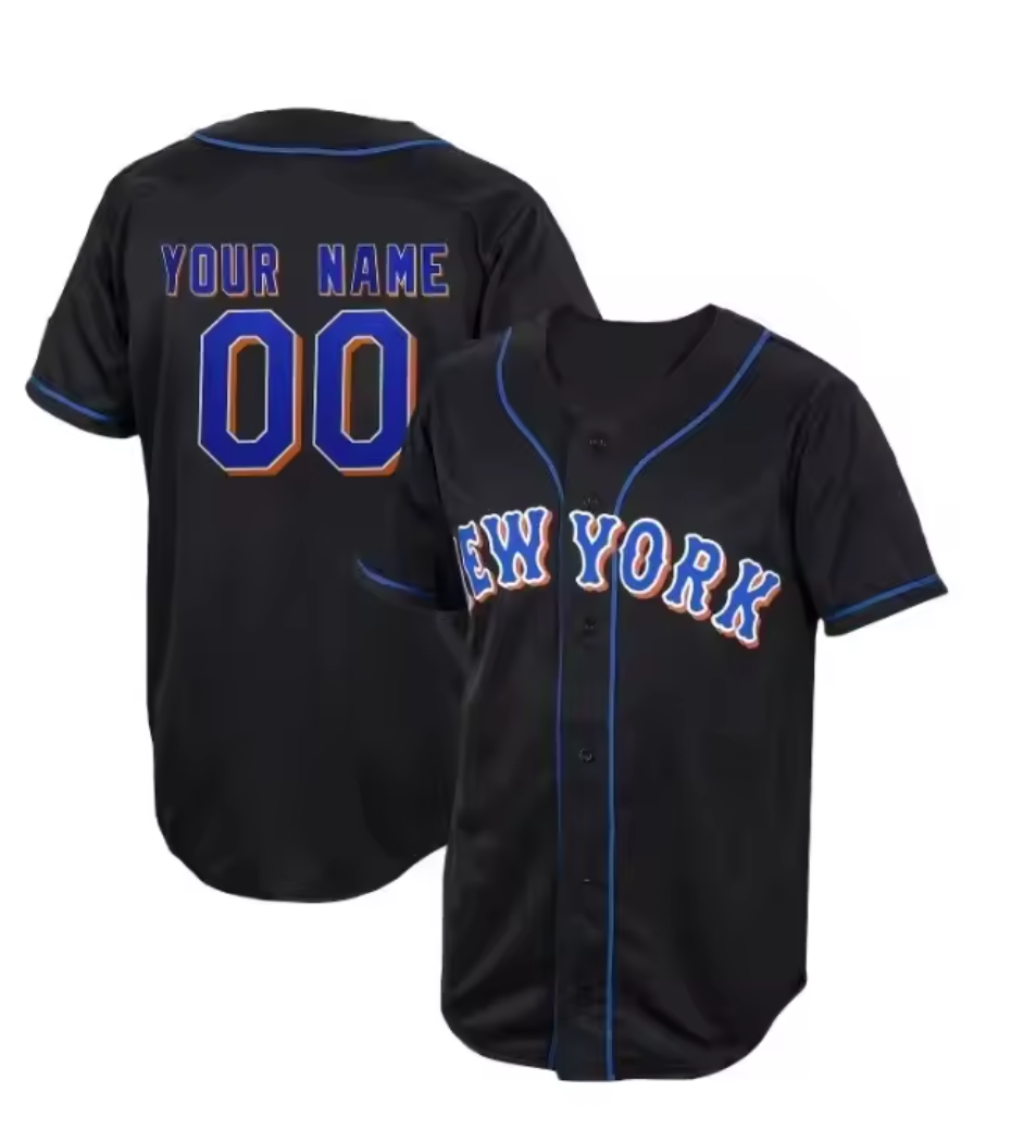 Customized New York Baseball Jersey Black – Mets Style Name Number