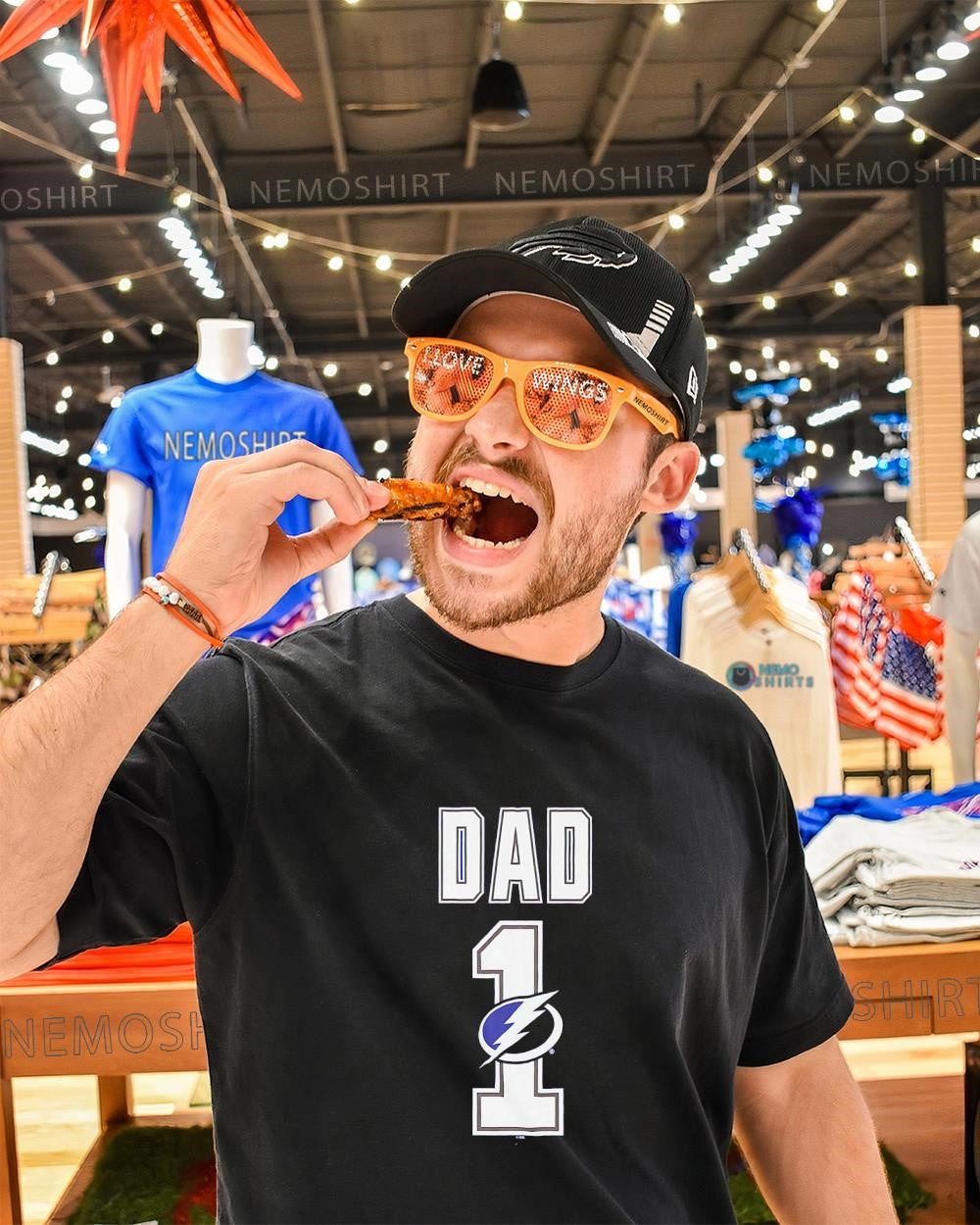 Dad Number 1 with Tampa Bay Lightning logo shirt