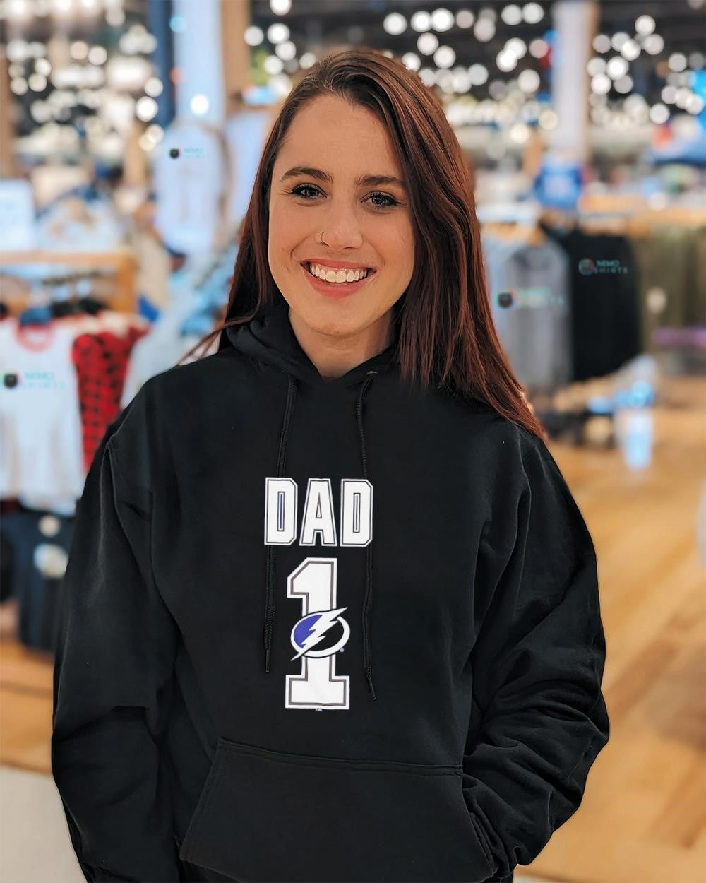 Dad Number 1 with Tampa Bay Lightning logo shirt