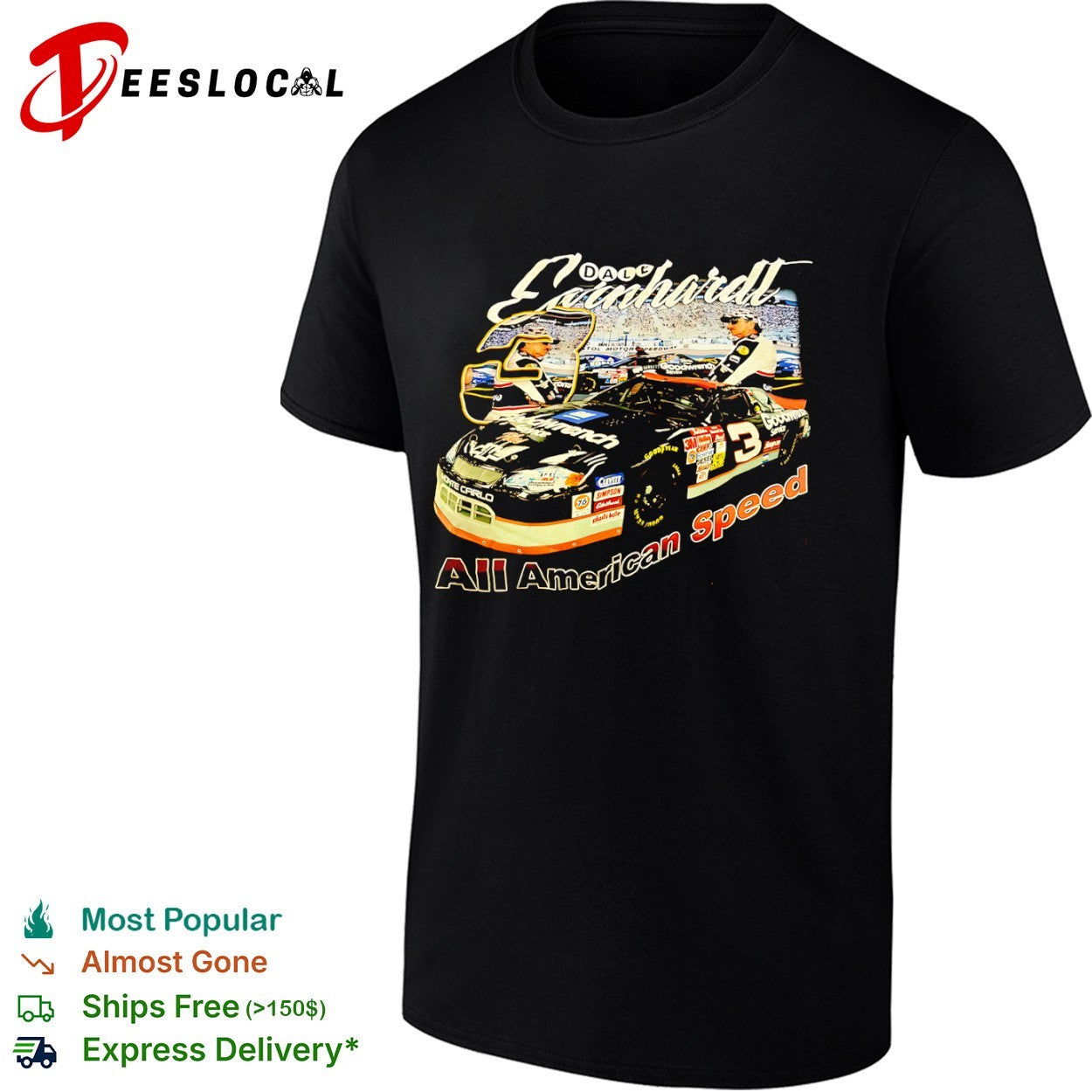 Dale Earnhardt 3 Goodwrench all american speed car portrait shirt