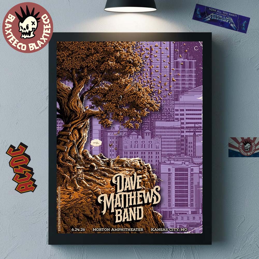 Dave Matthews Band Kansas City Missouri 2026 Event Poster At Morton Amphitheater On June 24 2026 Home Decor Poster Canvas