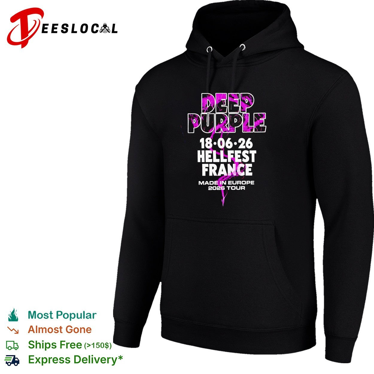 Deep Purple Hellfest In France On 18 June 2026 Made In Europe Tour shirt