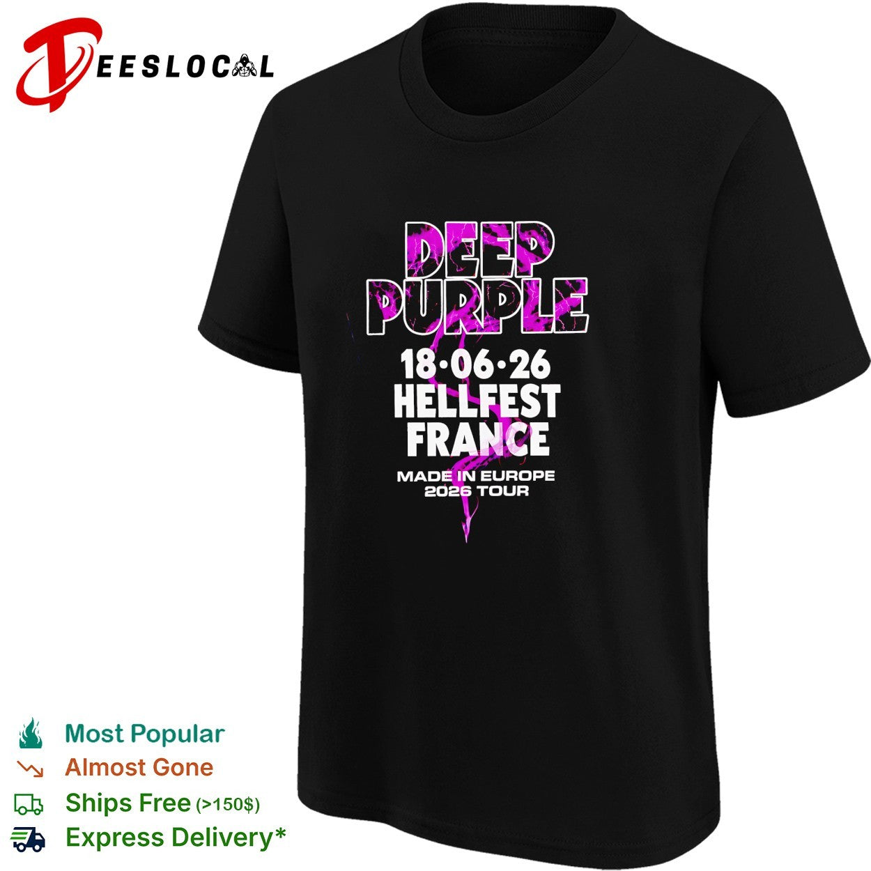 Deep Purple Hellfest In France On 18 June 2026 Made In Europe Tour shirt