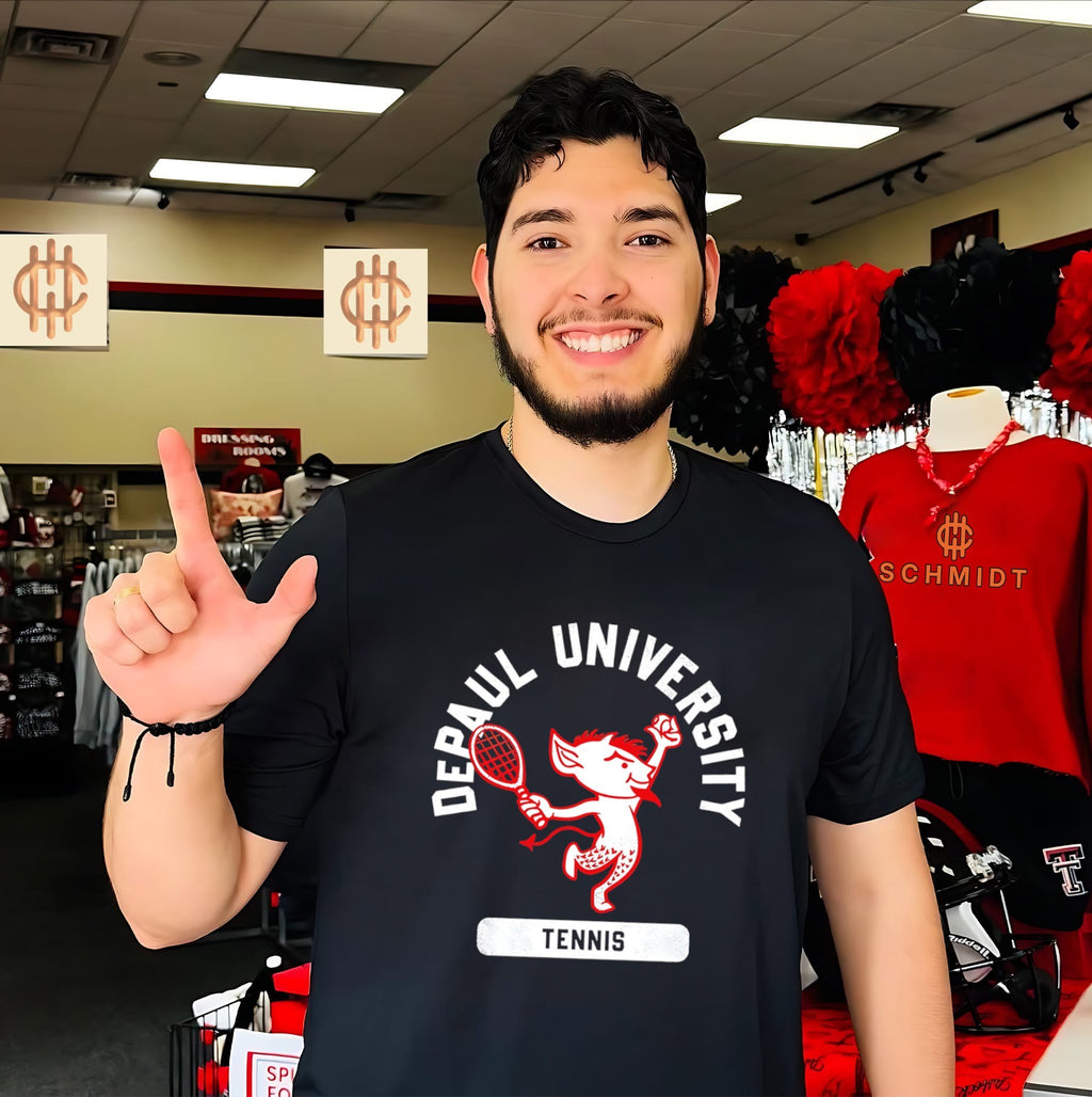 Depaul University tennis demon mascot shirt