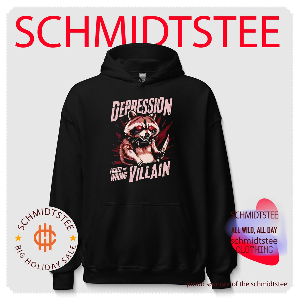 Depression picked the wrong villain racoon illustration shirt