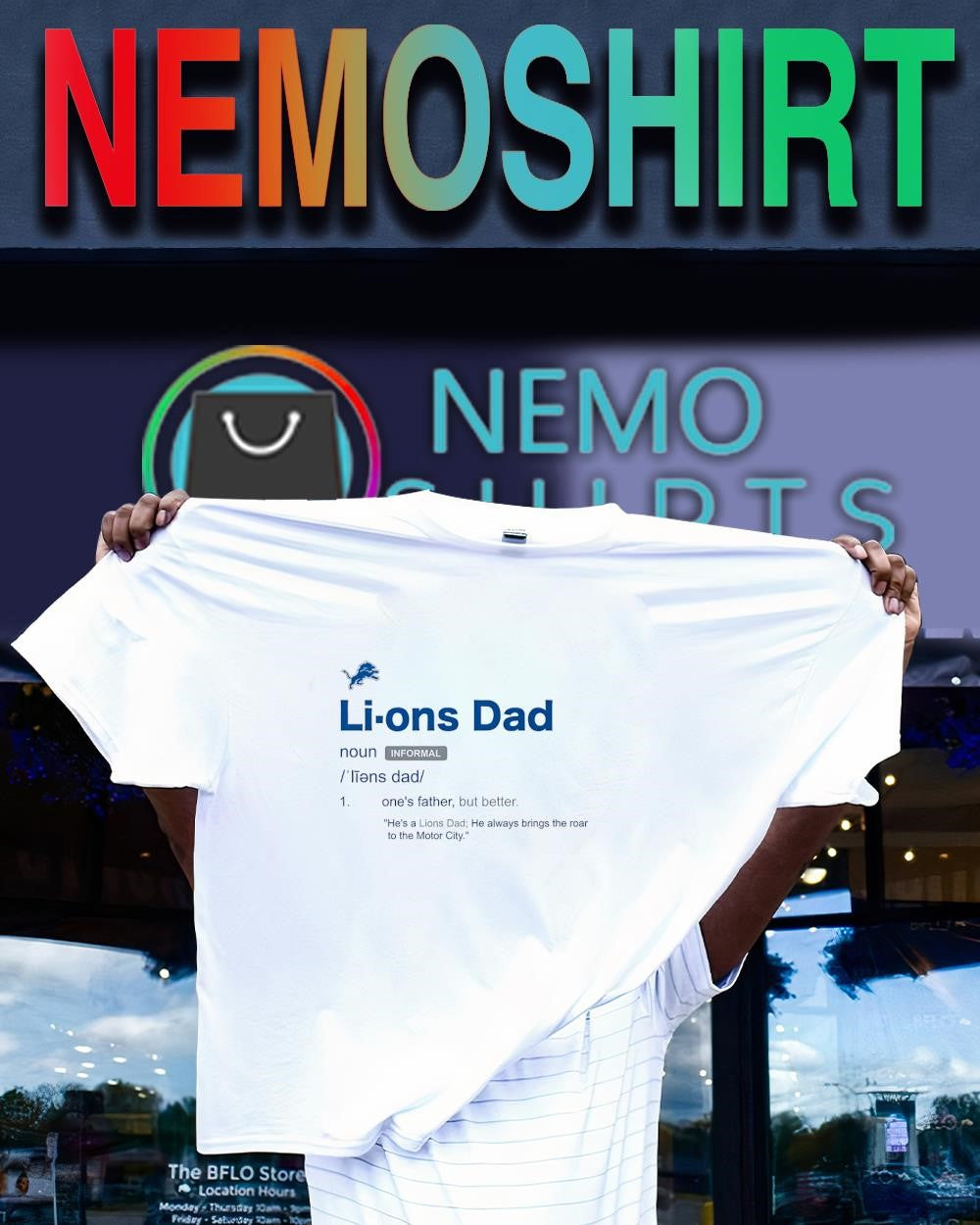 Detroit Lions Dad definition noun shirt