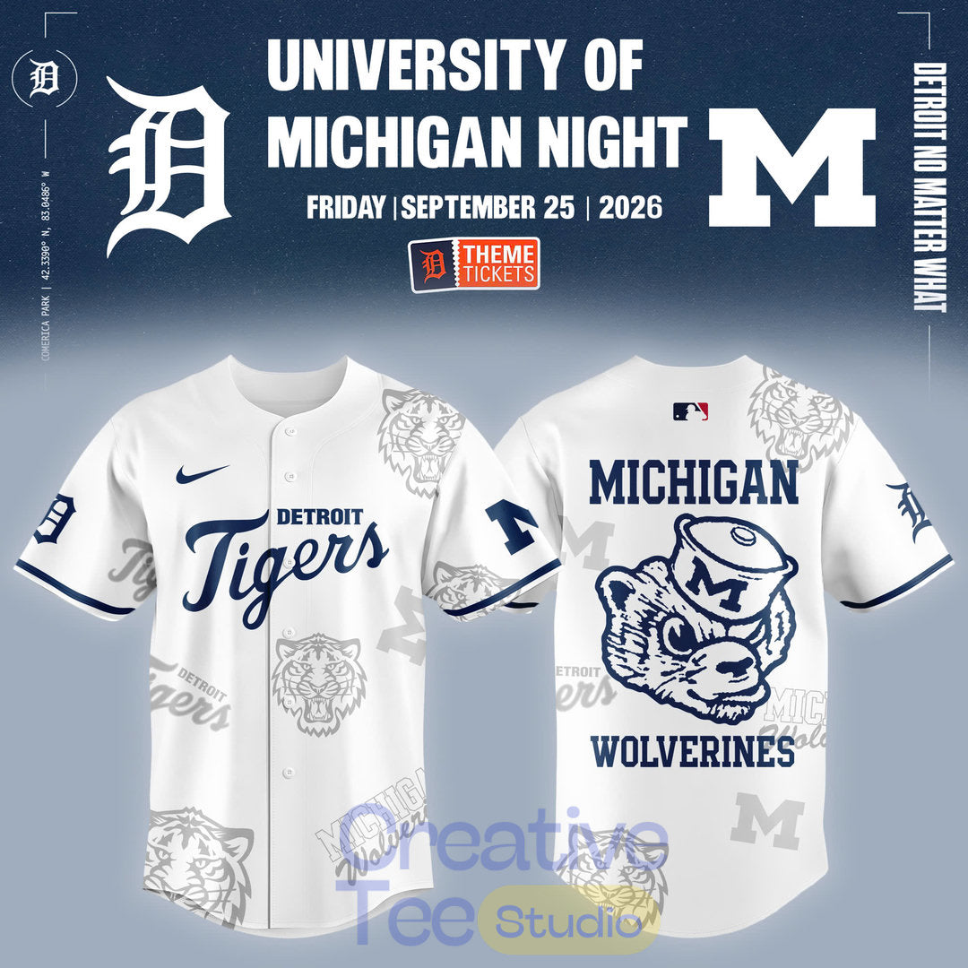 Detroit Tigers x Michigan Wolverines University of Michigan Night Baseball Jersey
