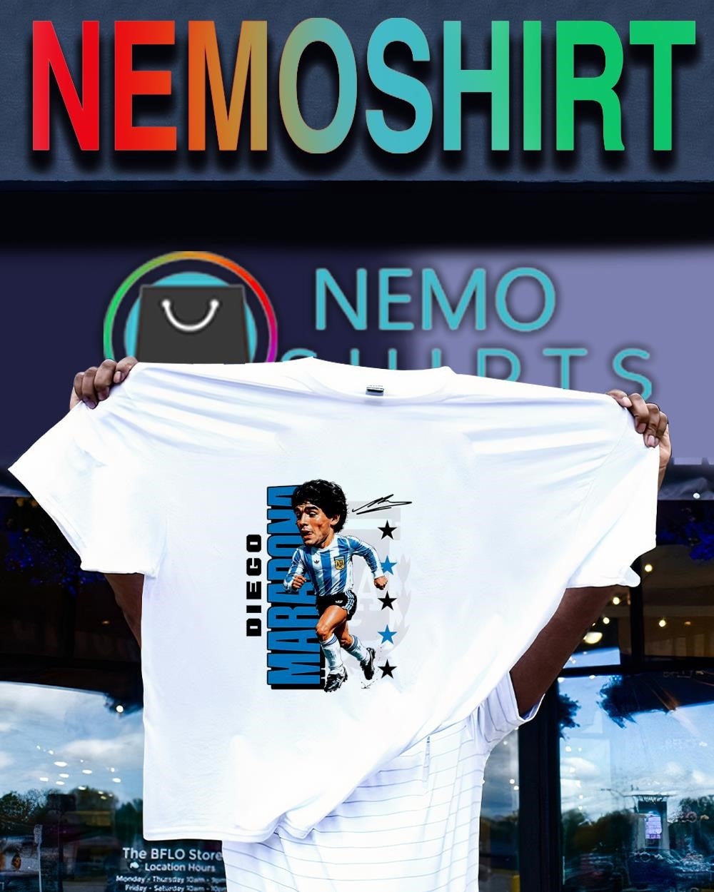 Diego Maradona Argentine football player signature shirt