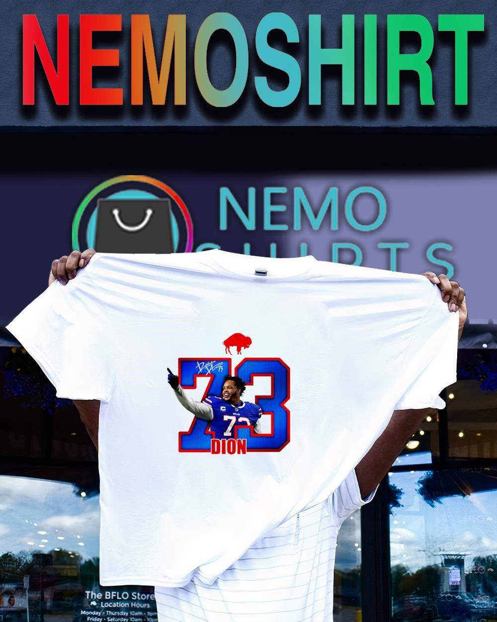 Dion Dawkins Buffalo Bills number 73 signature shirt