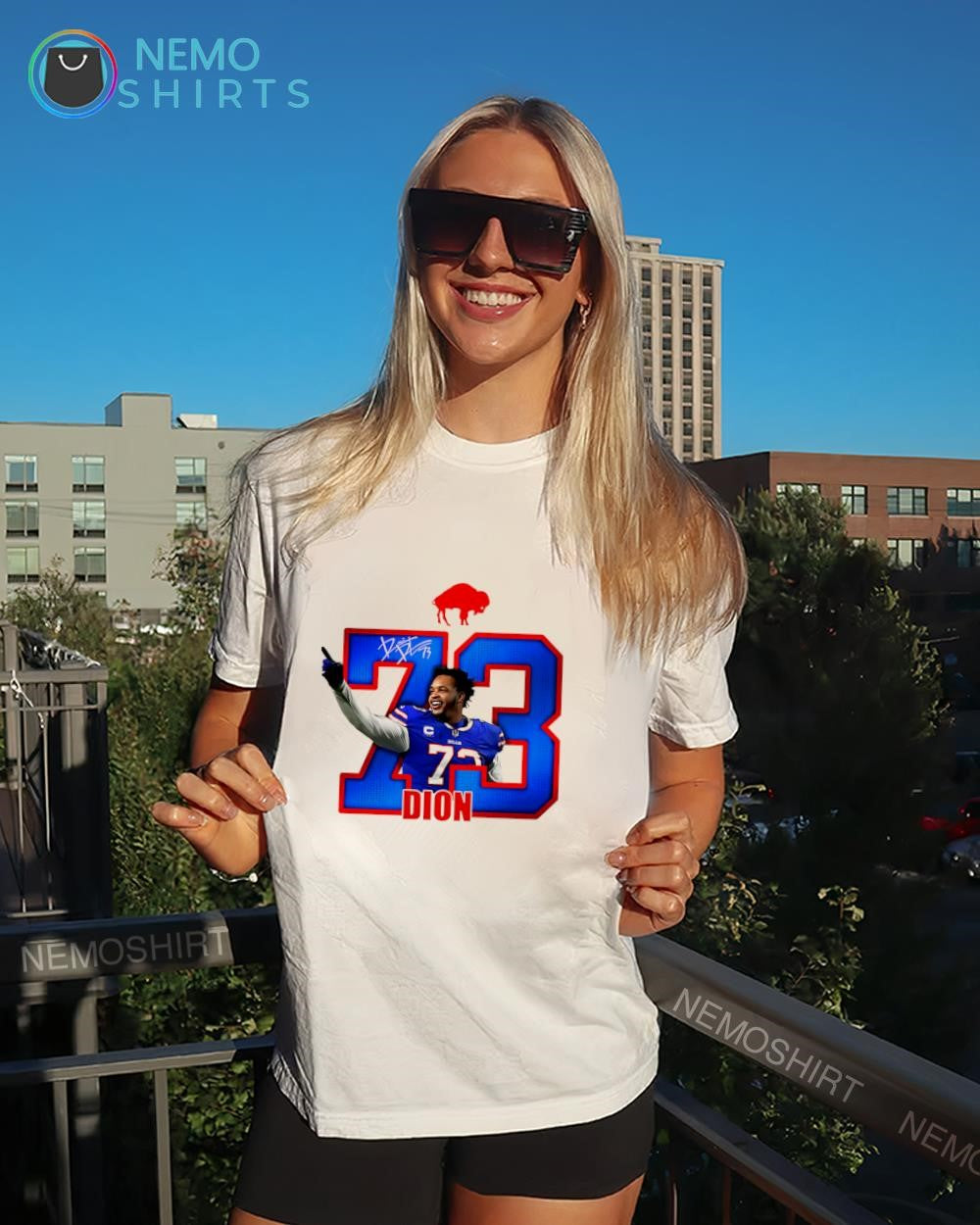 Dion Dawkins Buffalo Bills number 73 signature shirt