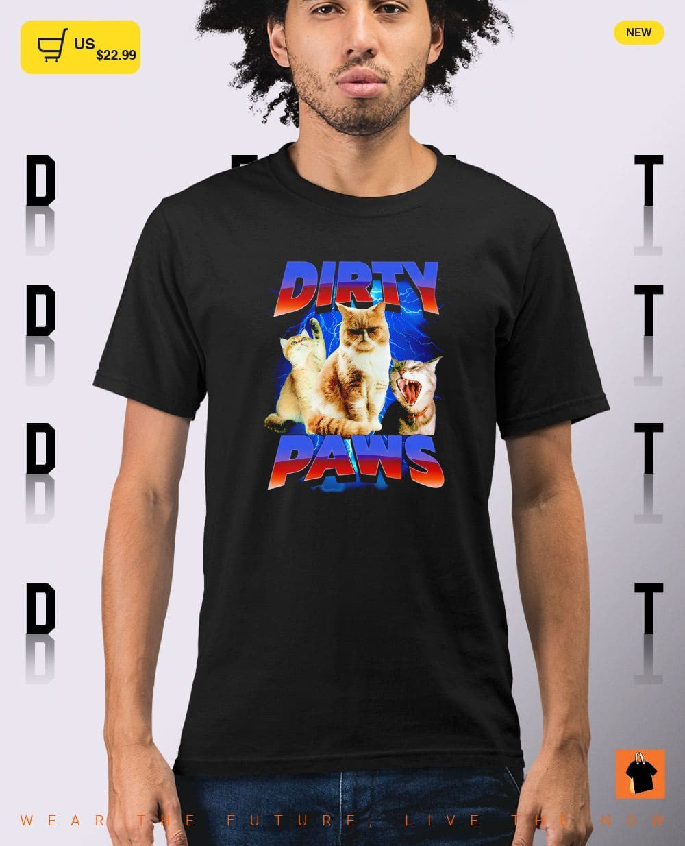 Dirty paws funny cat graphic shirt