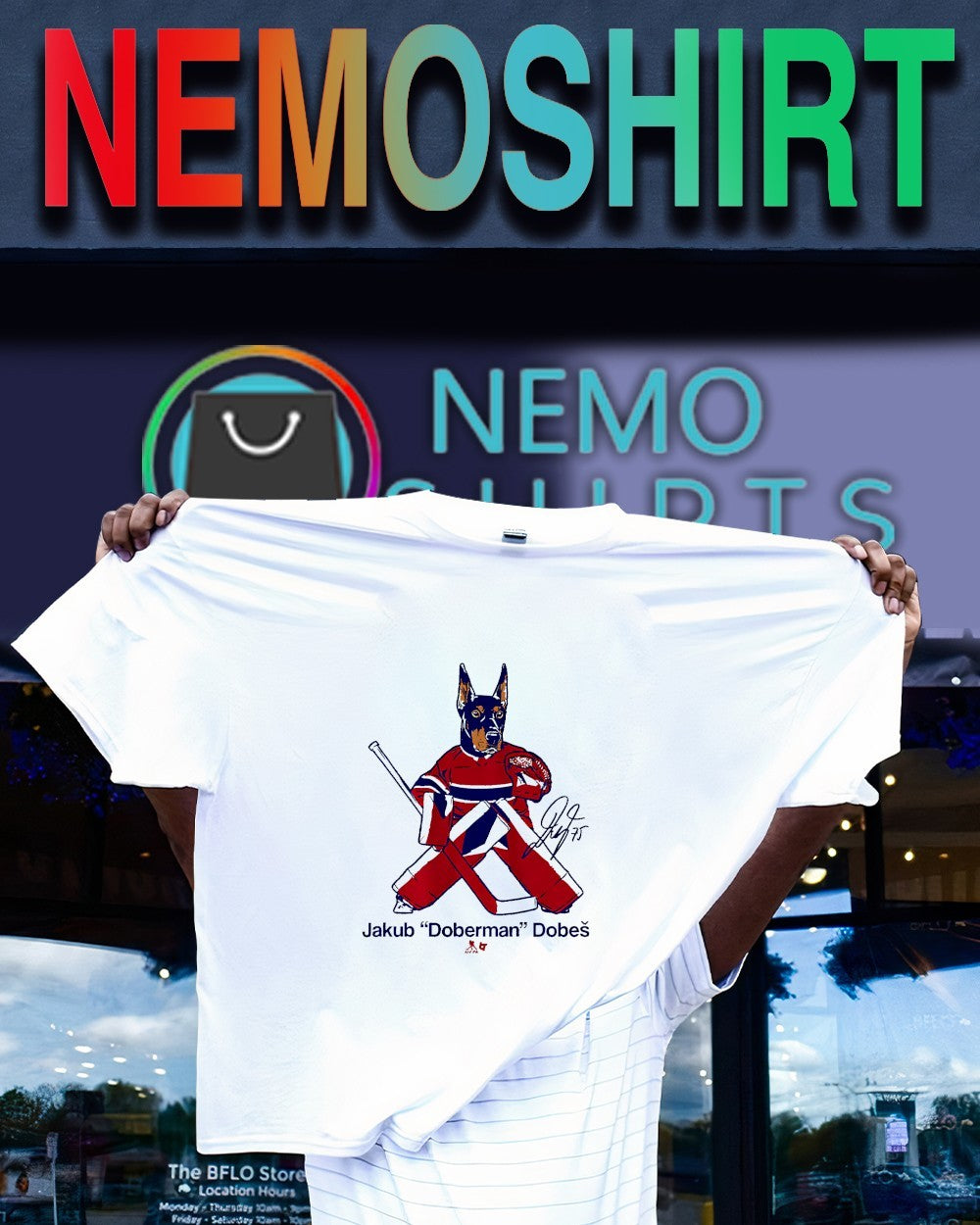 Doberman Jakub Dobes Montreal player signature shirt