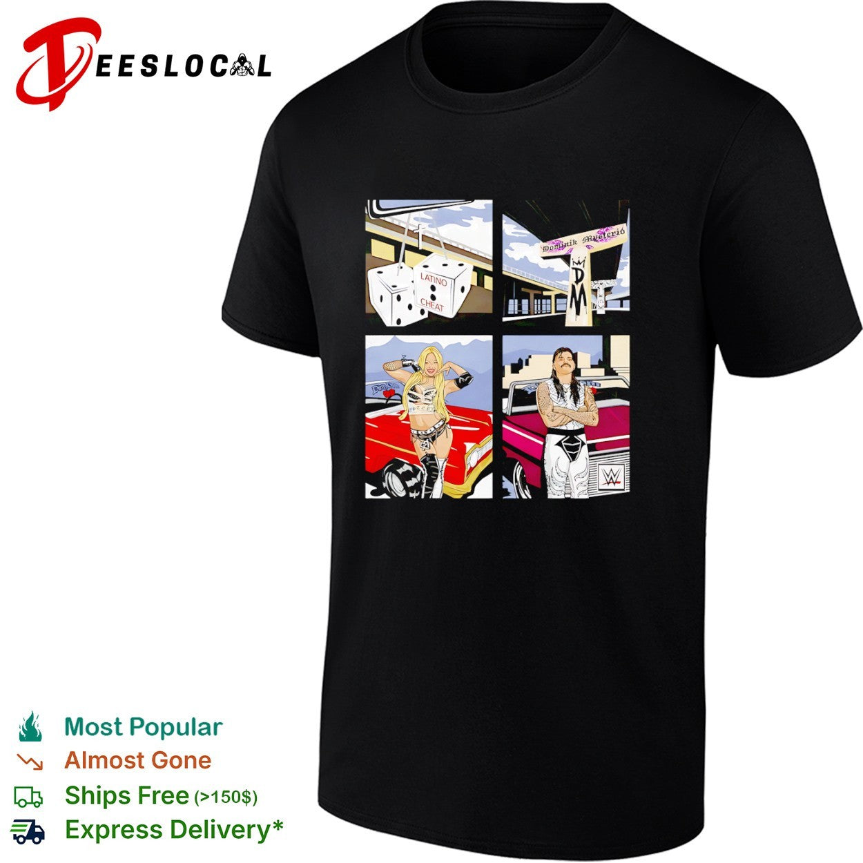 Dominik Mysterio latino cheat dice wrestler cartoon shirt