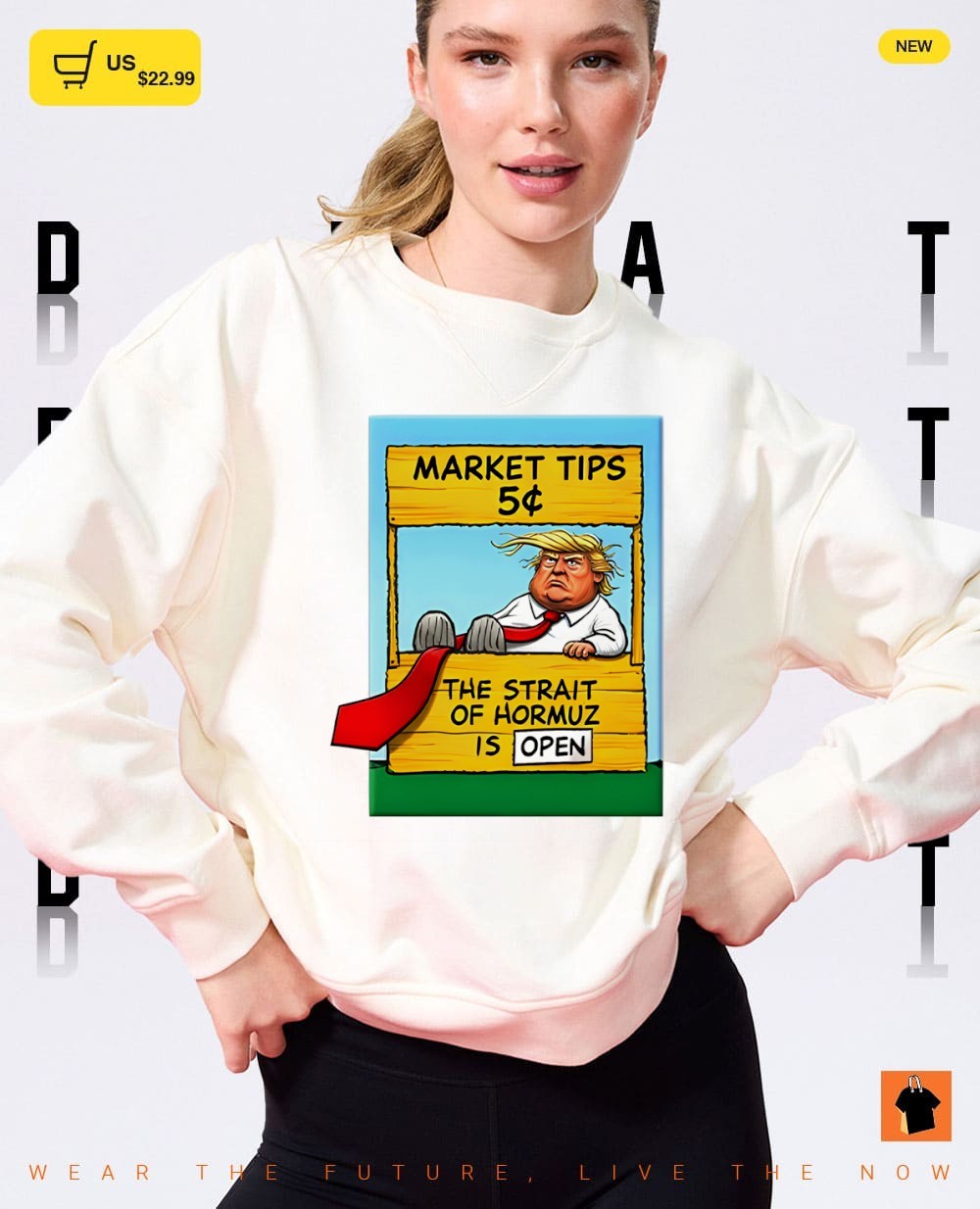 Donald Trump market tips the strait of hormuz is open Trump parody shirt
