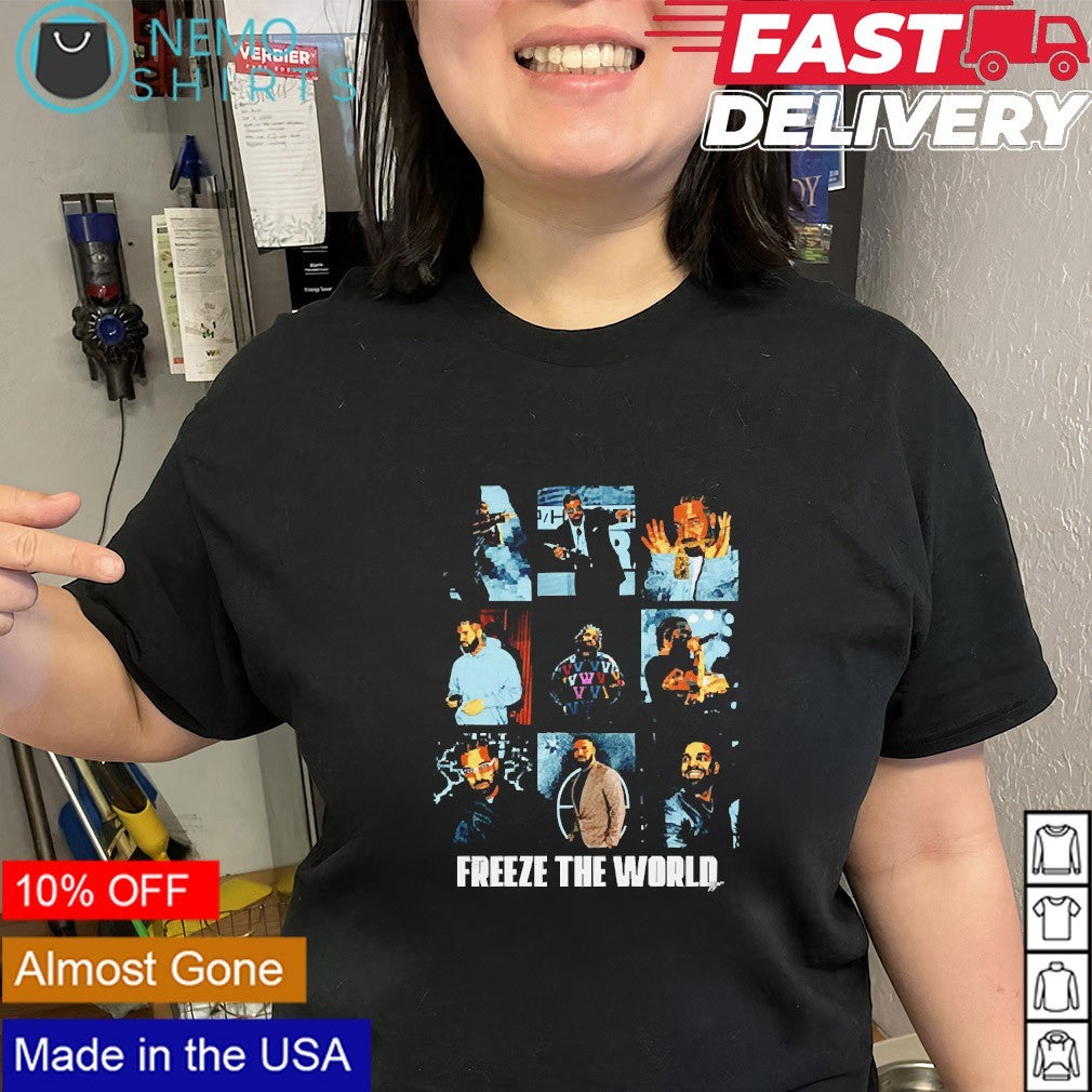 Drake Graham freeze the world grid graphic shirt