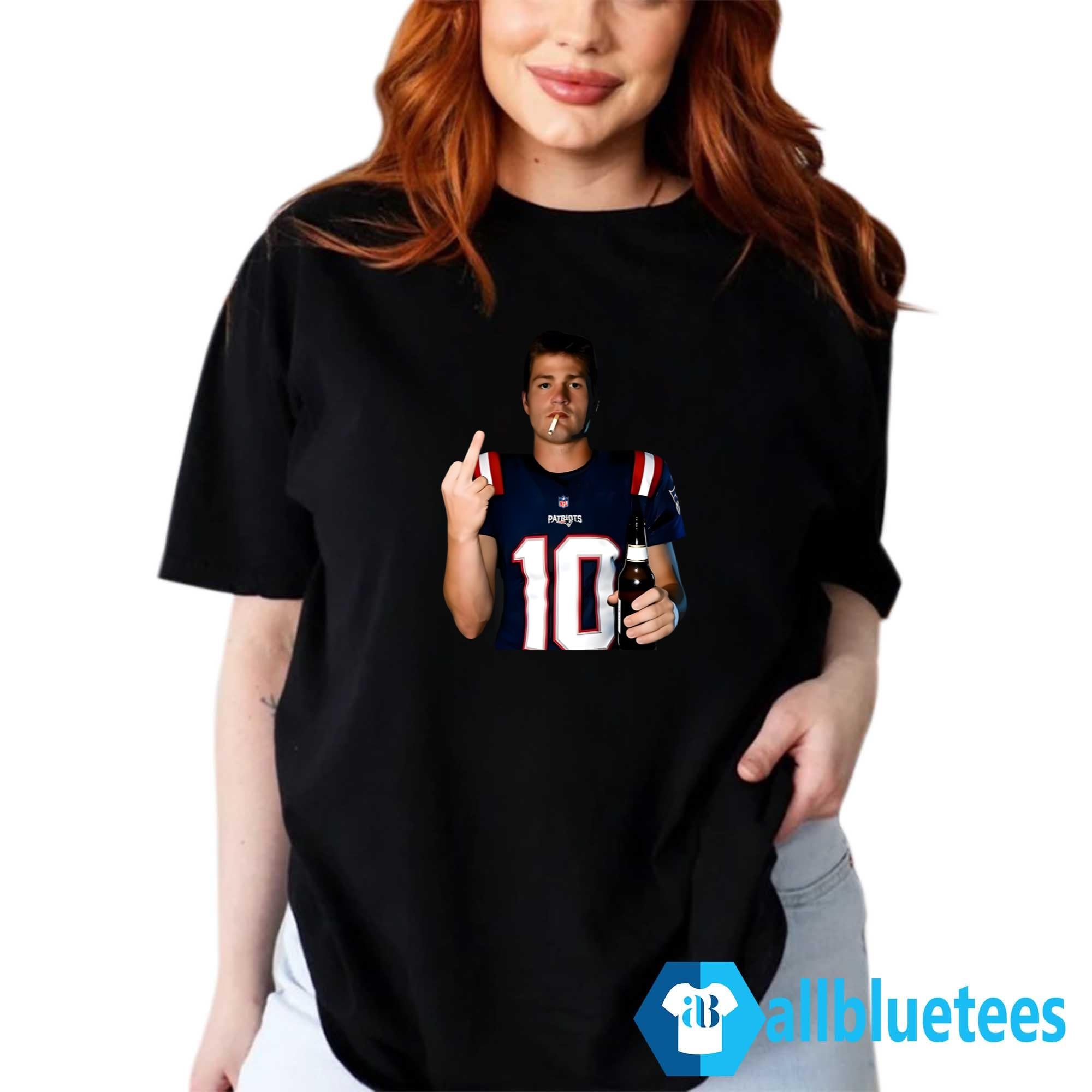 Drake Maye Smoking Middle Finger Shirt