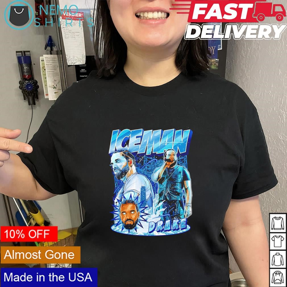 Drake The Iceman glowing eyes frozen city background shirt