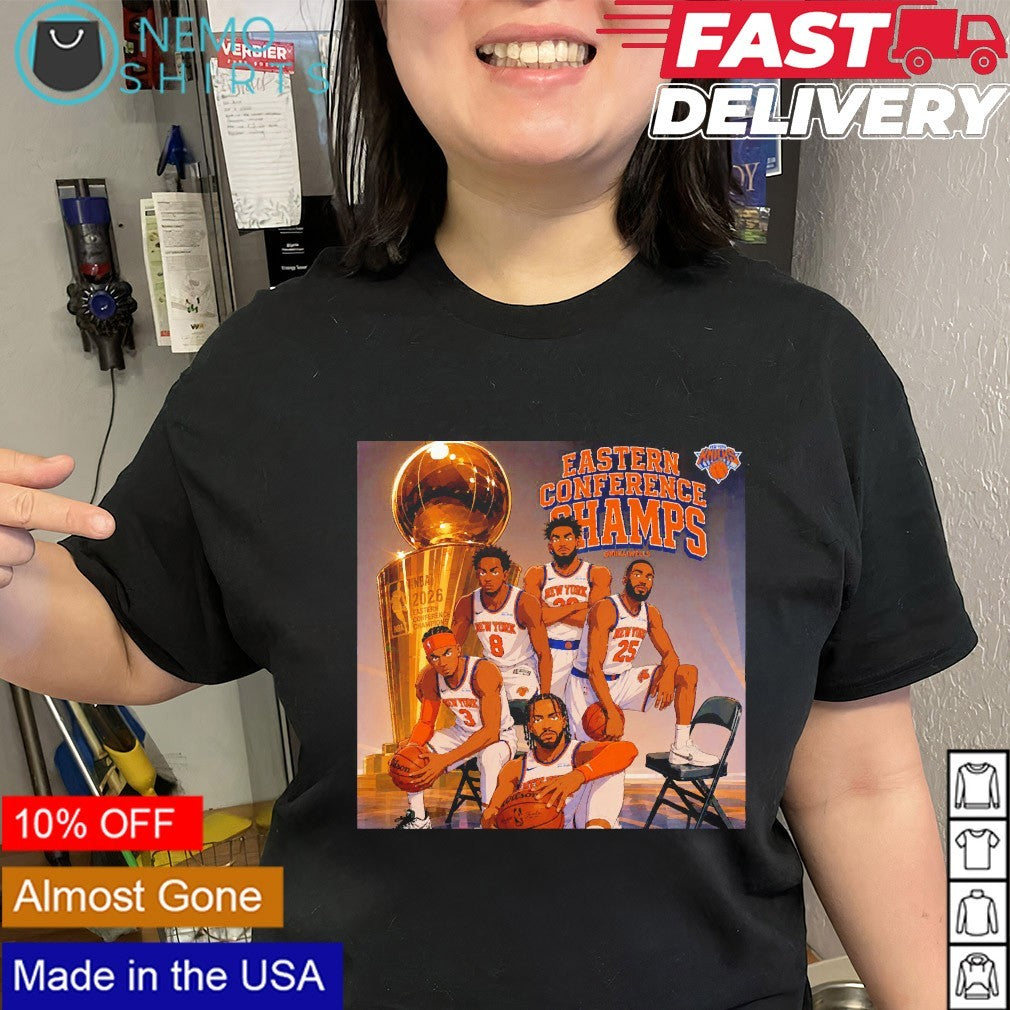 Eastern Conference champs New York Knicks starting five players trophy shirt