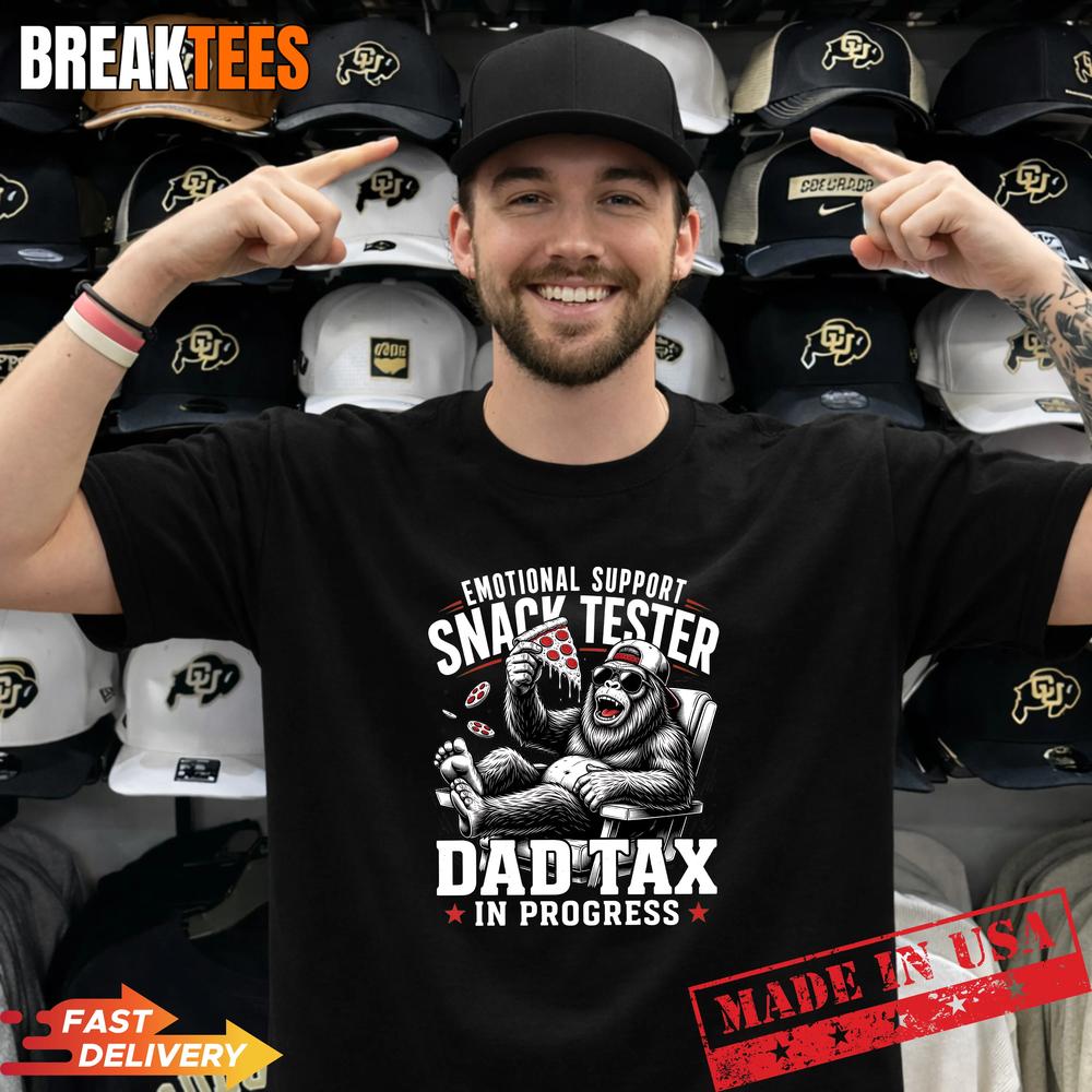 Emotional Support Snack Tester Dad Tax Gorilla Pizza T-Shirt
