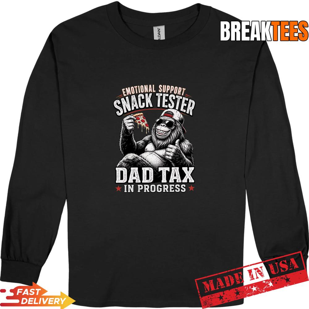 Emotional Support Snack Tester Funny Sasquatch Pizza Dad Tax Graphic Shirt