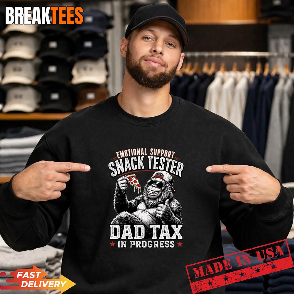 Emotional Support Snack Tester Funny Sasquatch Pizza Dad Tax Graphic Shirt