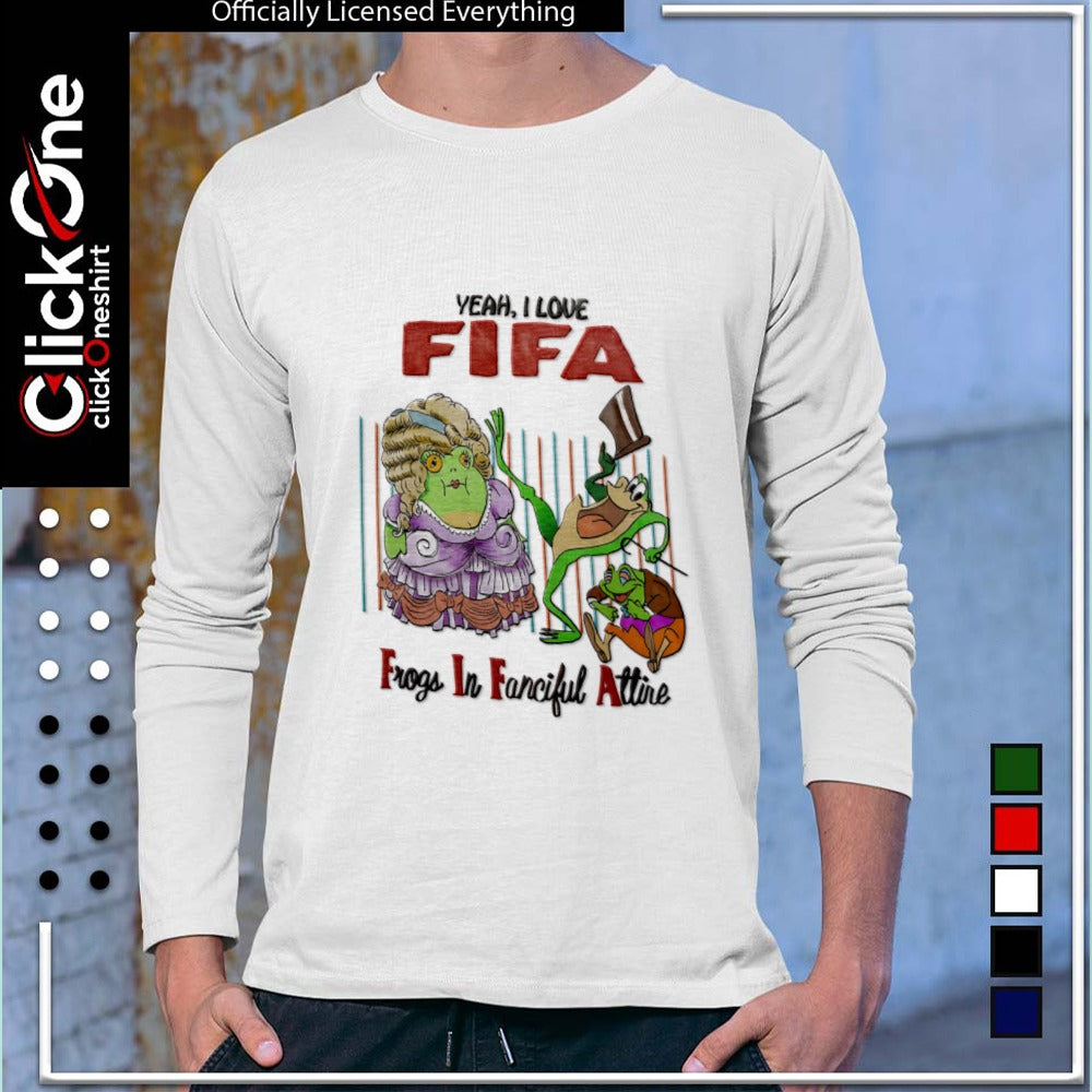 FIFA Yeah I Love FIFA Frogs In Fanciful Attire Three Frogs Wearing Victorian Clothing shirt