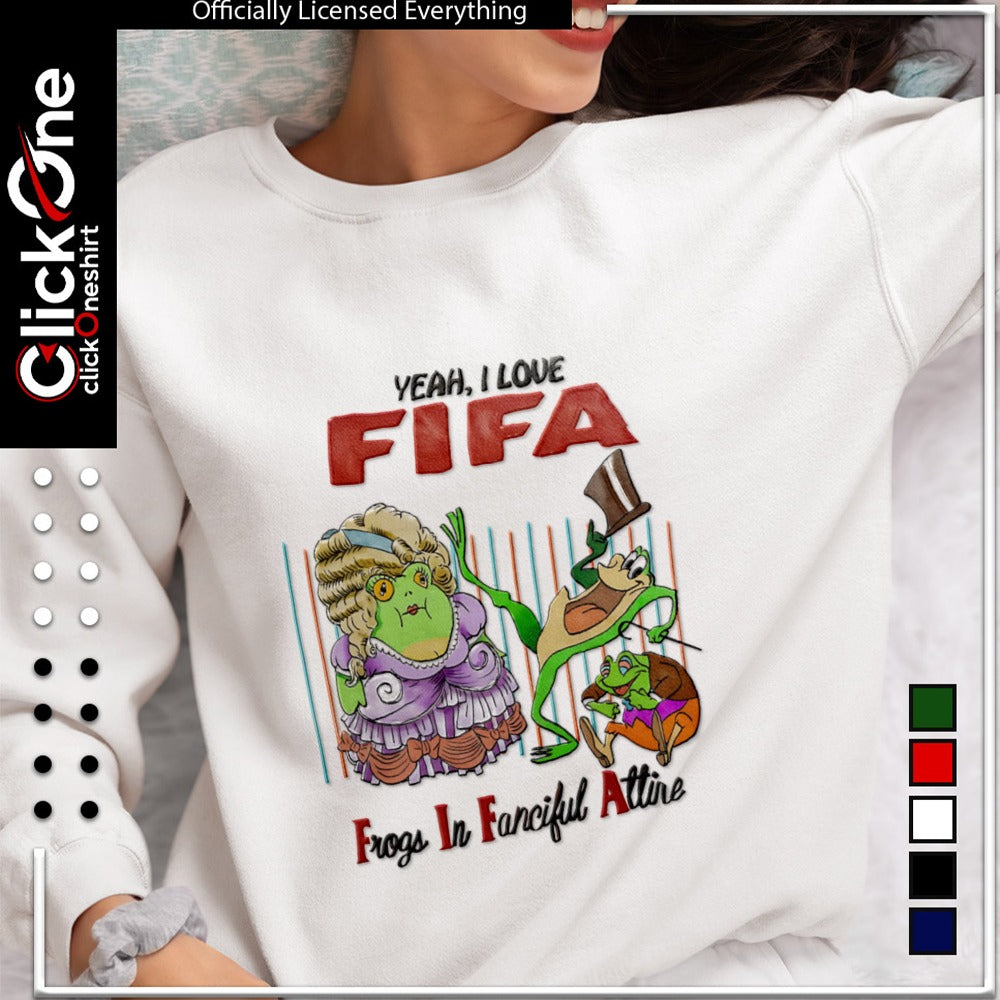 FIFA Yeah I Love FIFA Frogs In Fanciful Attire Three Frogs Wearing Victorian Clothing shirt