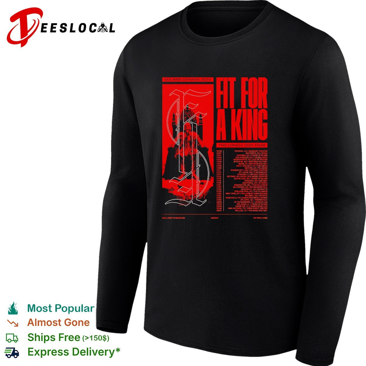 Fit For A King the lonely tour 2026 shirt