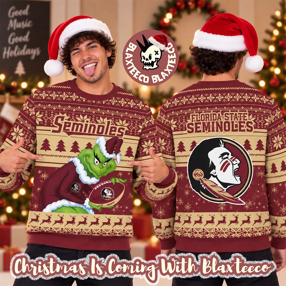 Florida State Seminoles NCAA Grinch Stole The Ball Festive 2026 Christmas Ugly Sweater