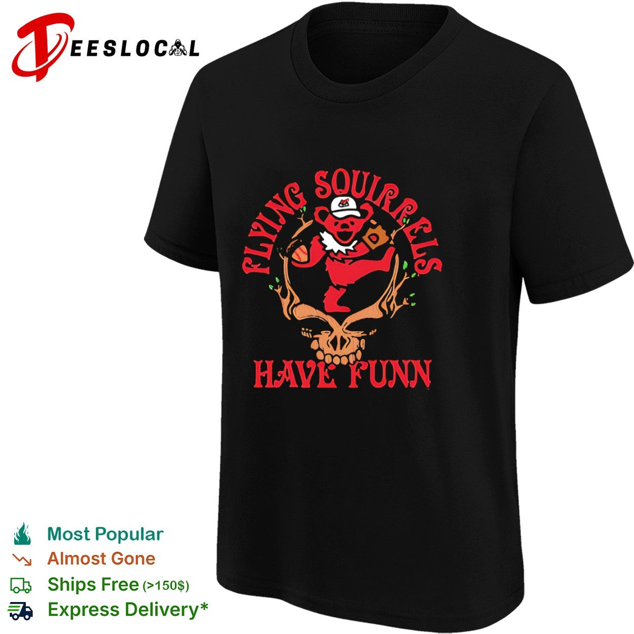 Flying Squirrels have funn bear skull shirt