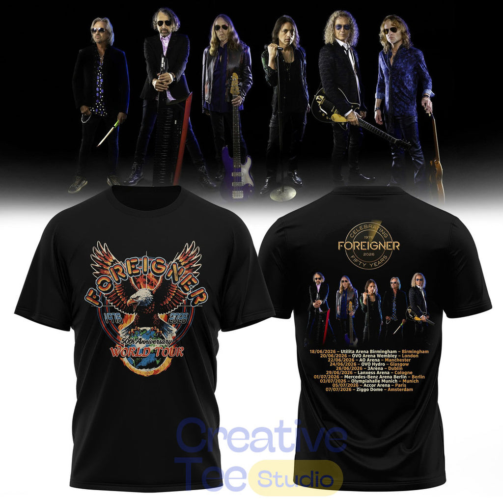 Foreigner 50th Anniversary World Tour 2026 Tee Hoodie