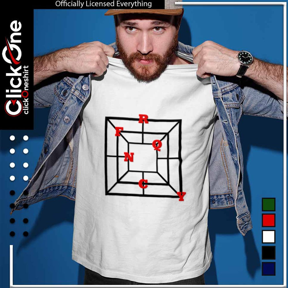 Frank Ocean R Q N C Y optical illusion shirt