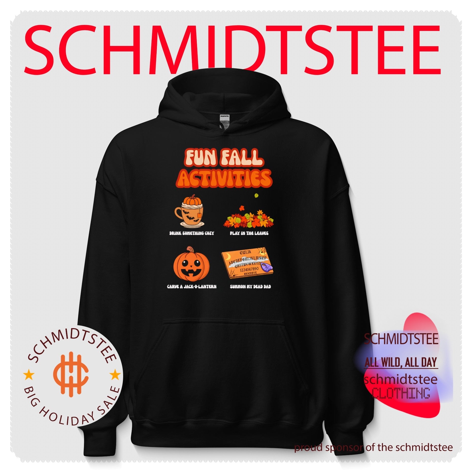 Fun Fall Activities Drink Cozy Play in Leaves Carve Jack-o-Lantern Summon My Dead Dad shirt