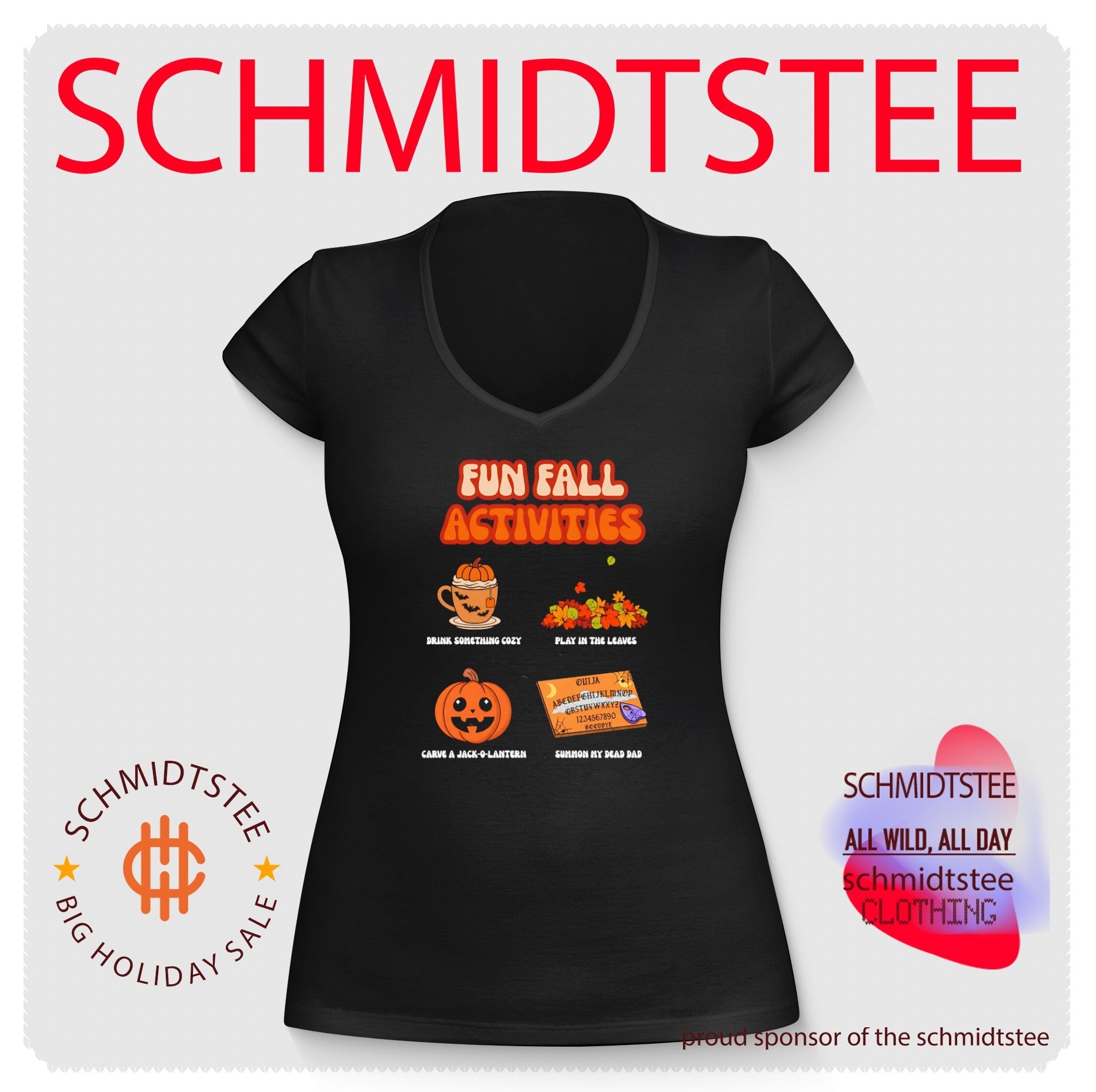 Fun Fall Activities Drink Cozy Play in Leaves Carve Jack-o-Lantern Summon My Dead Dad shirt