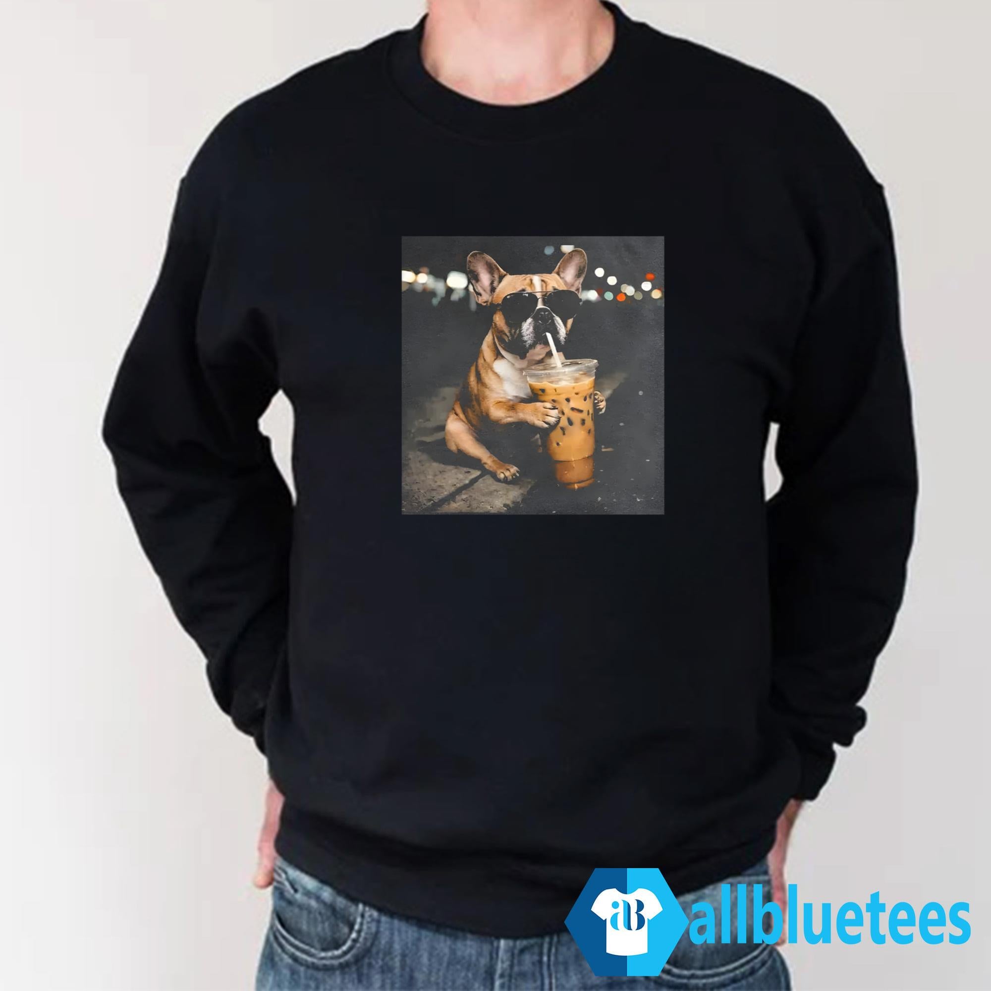 Funny French Bulldog Drinking Iced Coffee Shirt