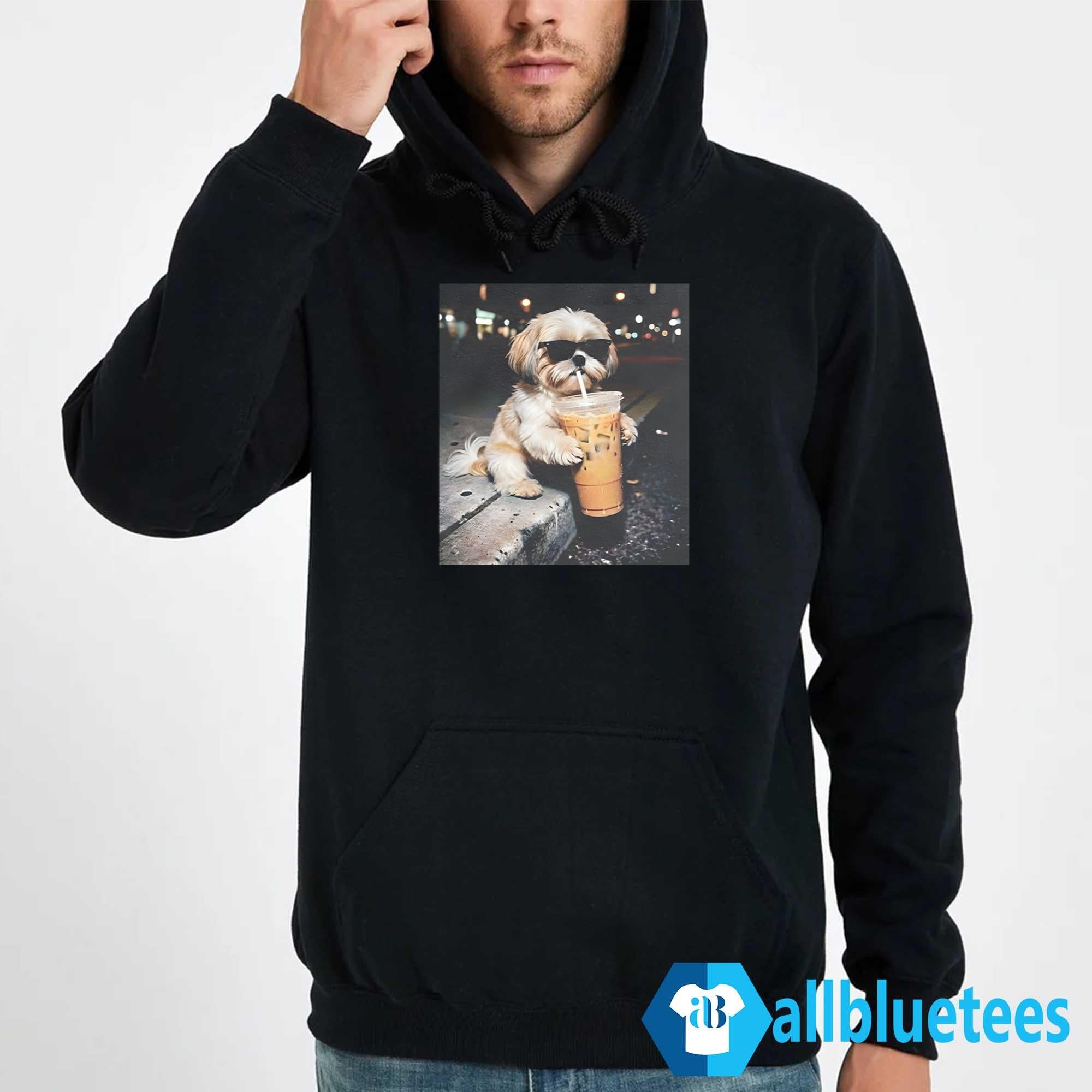 Funny Shih Tzu Drinking Iced Coffee Shirt