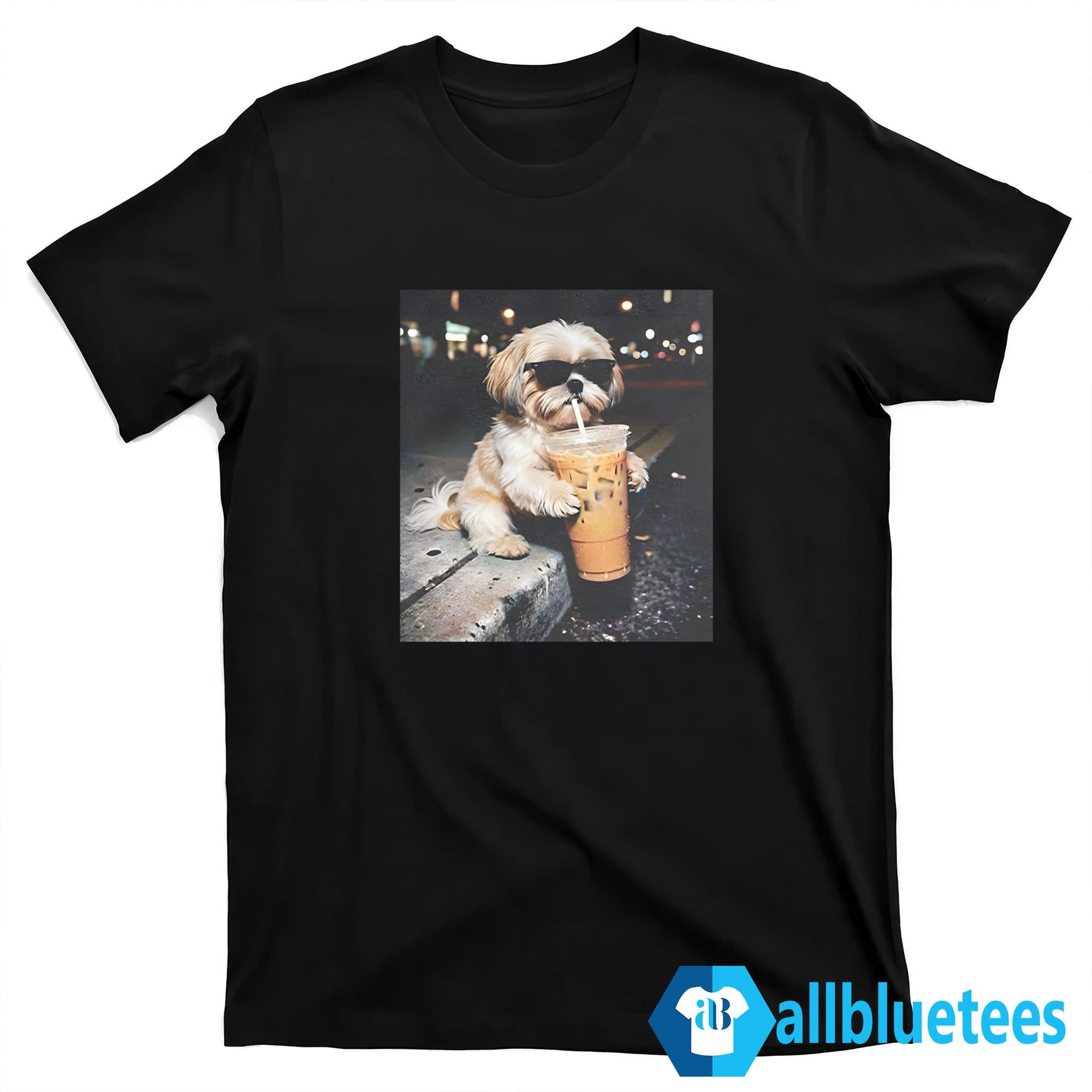 Funny Shih Tzu Drinking Iced Coffee Shirt