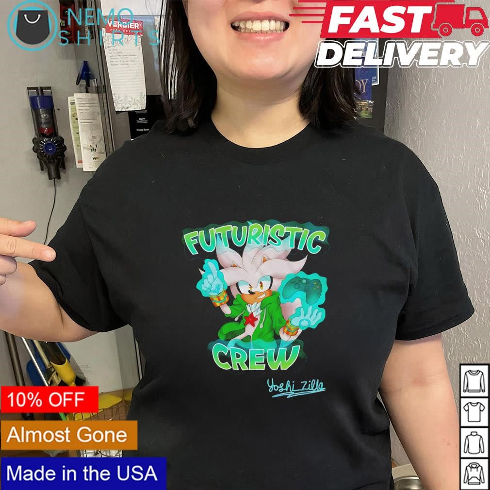 Futuristic crew hedgehog graphic shirt