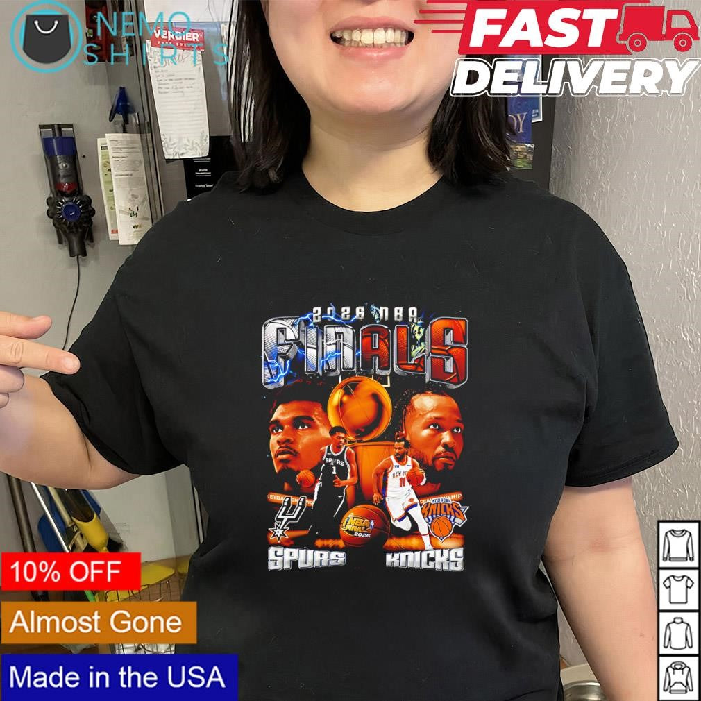Game 1 Spurs and Knicks 2026 NBA Finals trophy shirt